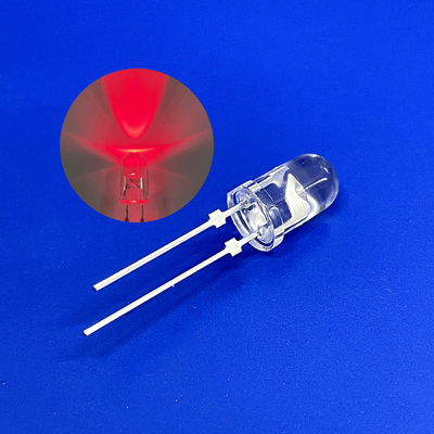 Lampu peringatan lalu lintas LED Diode 5mm 45deg 625nm Merah Warna 12000mcd Short Pin Dengan Stopper