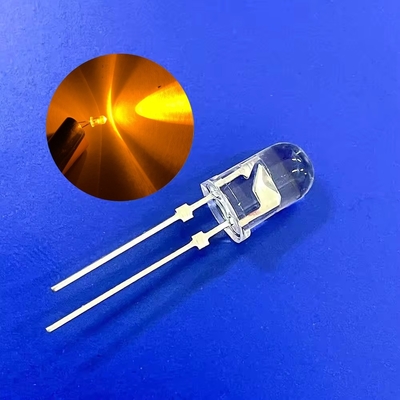 5mm Amber Warna 590nm Super Cerah 12000mcd Short Pin Dengan Stopper Untuk Traffic Warning Light