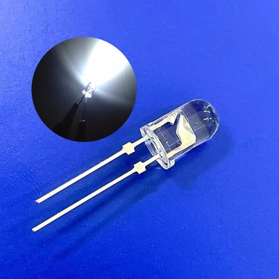 5mm 9000K Putih Warna 22000mcd Stopper Pin Bulat Jelas Lensa Emas Bond Wire Untuk lampu lalu lintas