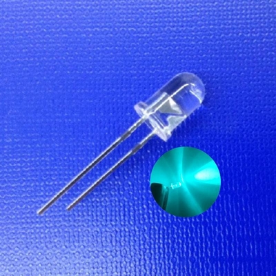 5mm Traffic Warning Light LED Diode 45deg 500nm Biru Hijau Warna 15000mcd Bentuk Bulat Lensa Jelas