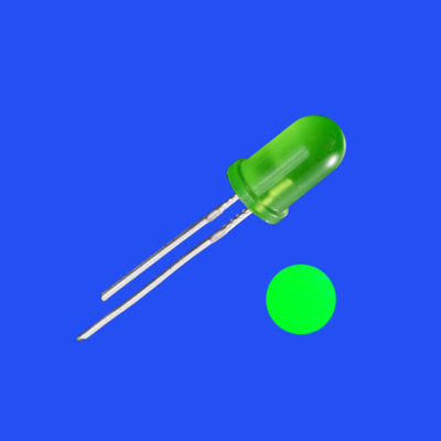 5mm 2Hz 1/8 Duty Cycle 12V Berwarna Hijau Berkabut Warna 520nm 2000mcd 60deg Resistor LED Berkedip Terintegrasi