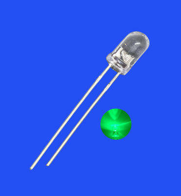 LED berkedip 5mm 3.0Hz 1/6 Siklus tugas Warna Hijau 520nm 7000mcd Bulat Lensa Jelas Dip LED berkedip