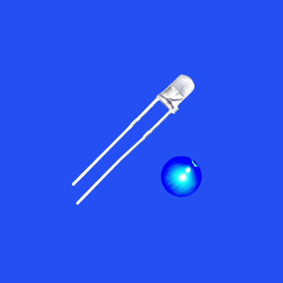 605nm Biru Warna 3mm LED Diode Kepala Bulat Lensa Jelas 30 Degree Short Pin Dip LED